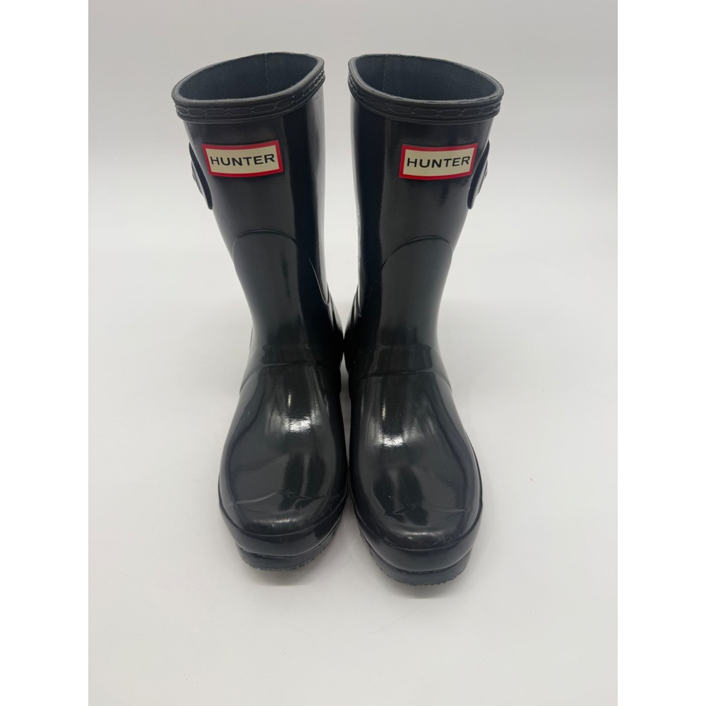 Hunter Original Short Gloss Black Rain Boots WFS1000RGL Women US 7 UK 5 EU 38